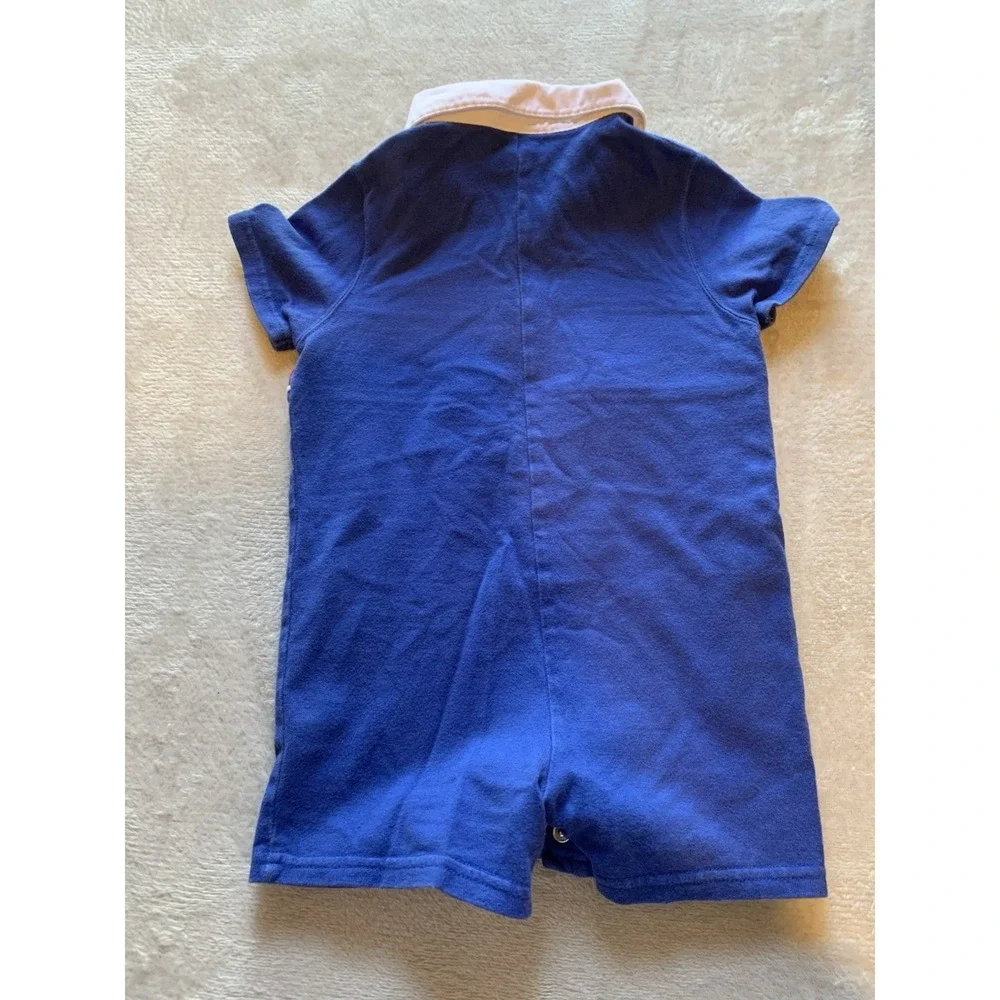 The Children's Place‎ Boys Red White & Blue Striped Polo Romper 24 Months
